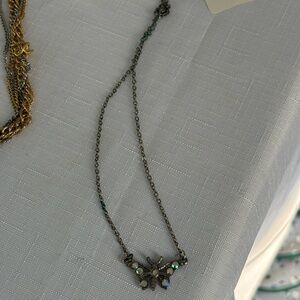 Elegant Silver Butterfly Necklace with Opal Accents